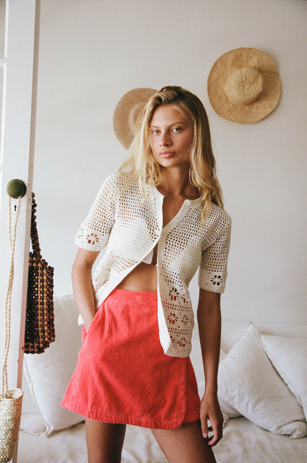 POOLSIDE CROCHET TOP - BIANCO