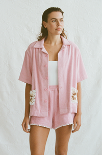 ESTATE SHORT - ROSATO, BIANCO CROCHET SCALLOPING