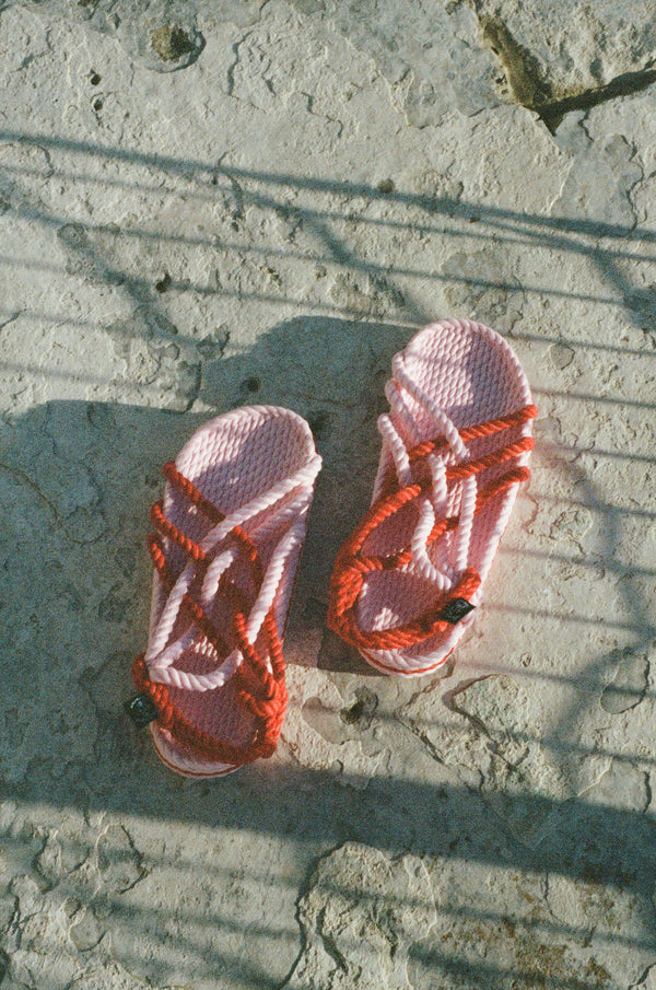 Nomadic State of Mind - Rope Sandals, Red/Pink