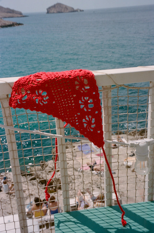Puesto Poolside Crochet Bandana - Rosso