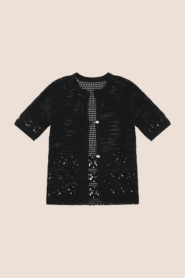 POOLSIDE CROCHET TOP - BLACK