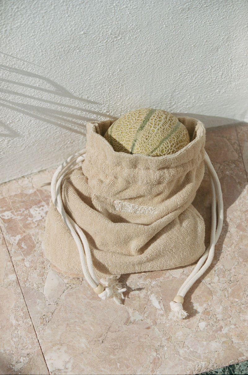 TOWELLING POUCH - ALMOND